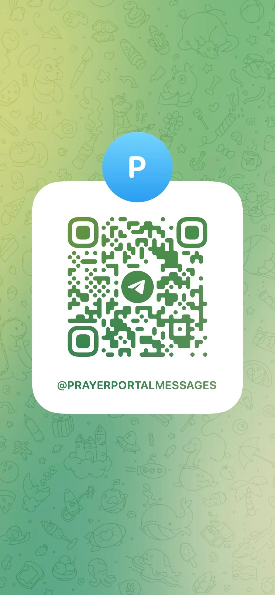 QR code to open the Prayer Portal Messages Telegram channel