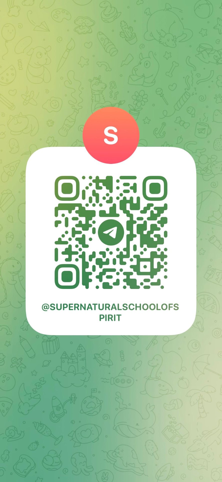 QR code to open the Supernatural School of Spirit Telegram channel